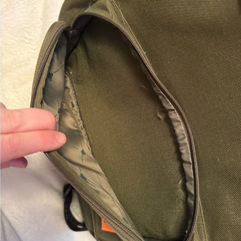 Teddy Fresh Olive Canvas Backpack with Orange Accents